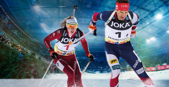 Biathlon auf Schalke: Ole Einar Björndalen & Darja Domratschewa